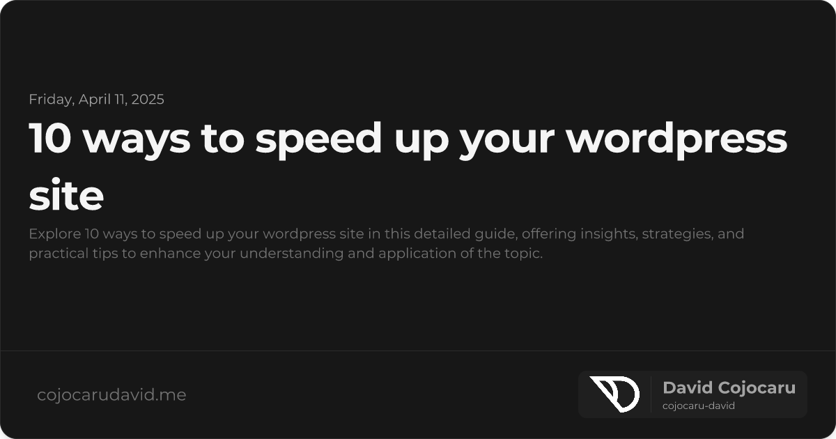 10 Ways to Speed Up Your WordPress Site visual cover image