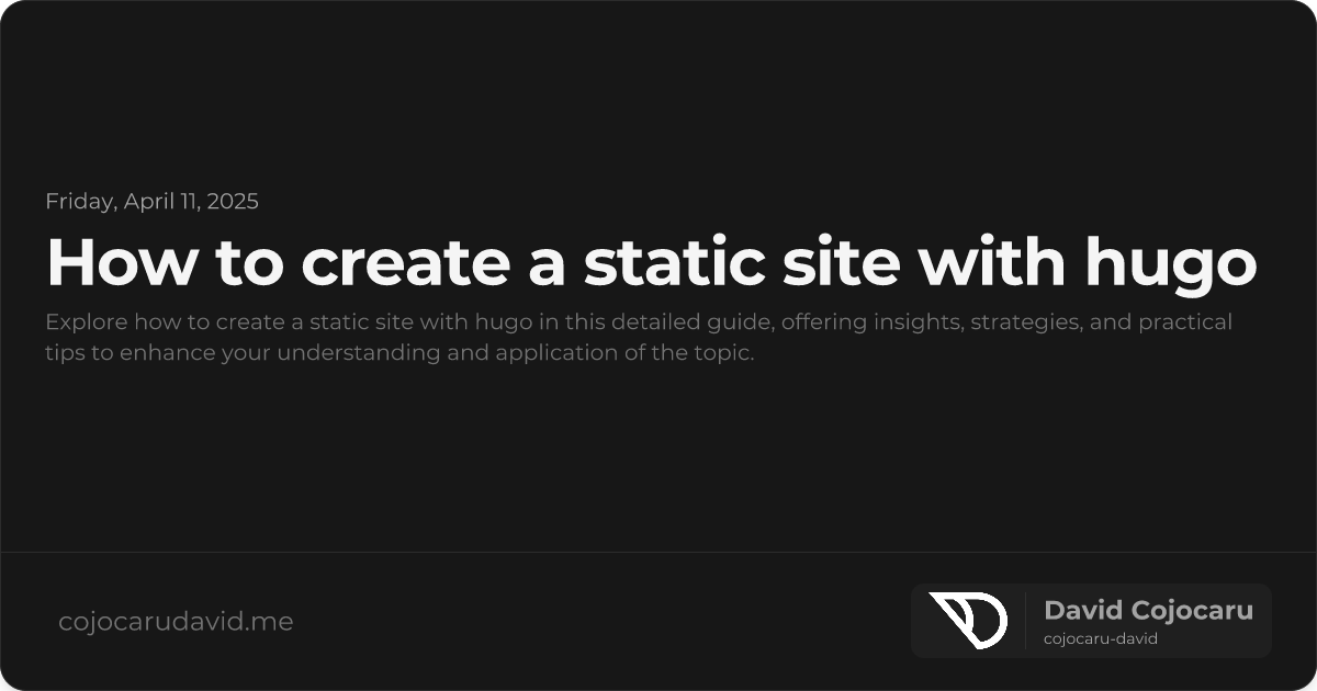 How to Create a Static Site with Hugo visual cover image