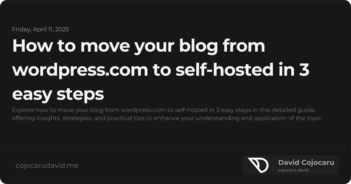 How to Move Your Blog from WordPress.com to Self-Hosted In 3 Easy Steps visual cover image