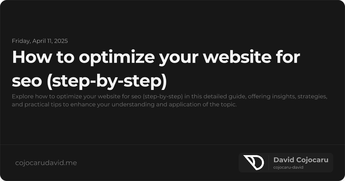 How to Optimize Your Website for SEO (Step-by-Step) visual cover image