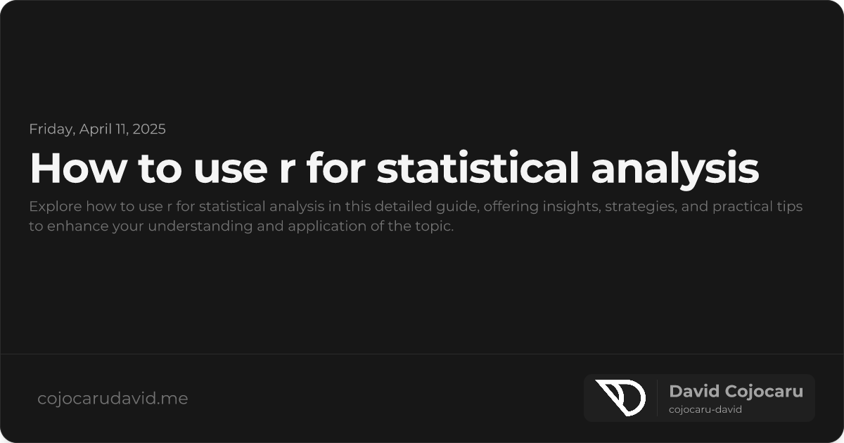 How to Use R for Statistical Analysis visual cover image