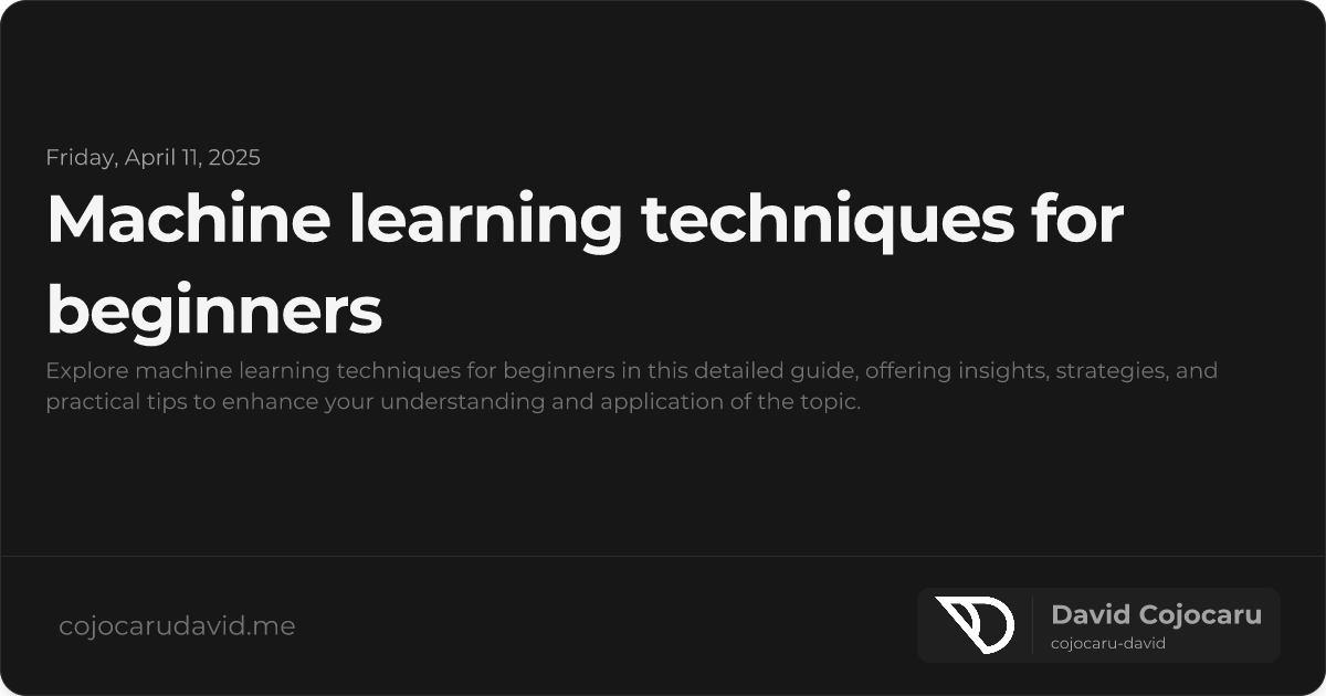 Machine Learning Techniques for Beginners visual cover image