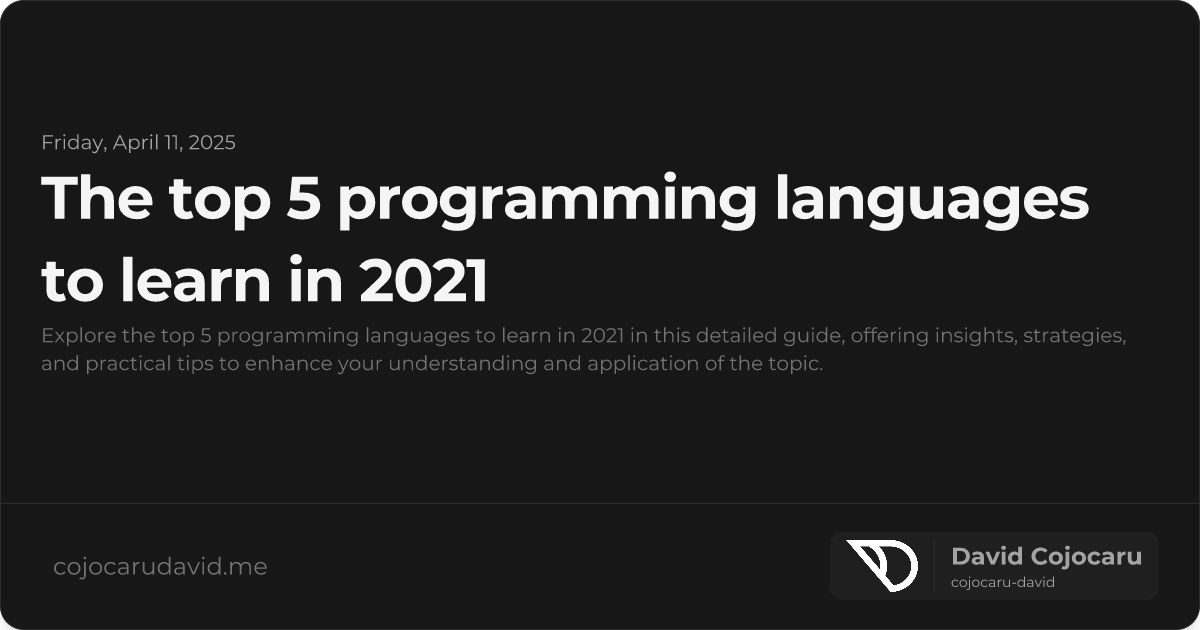 The Top 5 Programming Languages to Learn in 2021 visual cover image